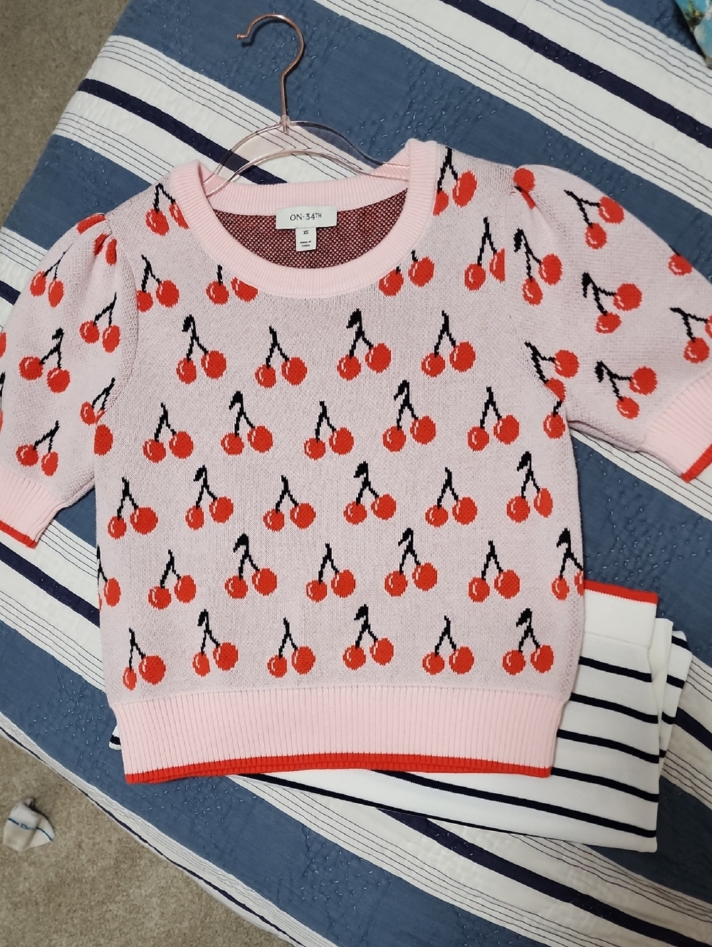 ON 34th Very Cherry Sweater & Sweater Skirt S XS